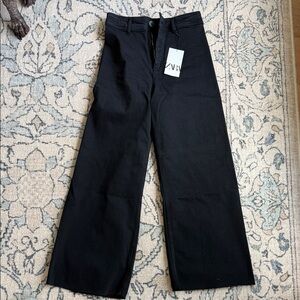 Zara slim fit relaxed leg high rise Black Wide-Leg